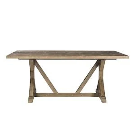 Trestle Table with Weathered Gray Finish
